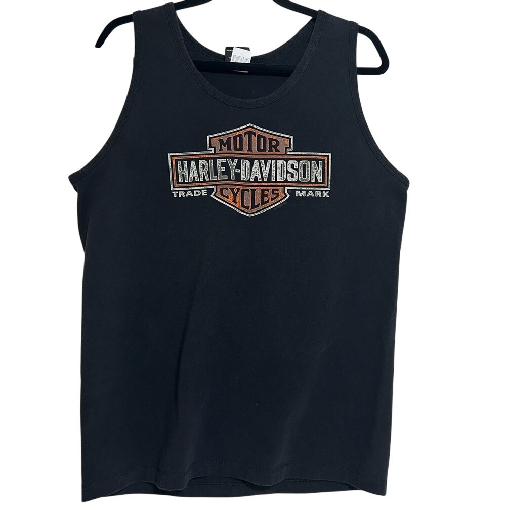 Harley-Davidson Black and Orange San Diego Tank Top Size Large